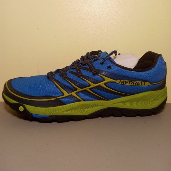 Merrell Mens All Out Rush Trail Running Shoe, Blue /Lime 15M NWT - Picture 5 of 7